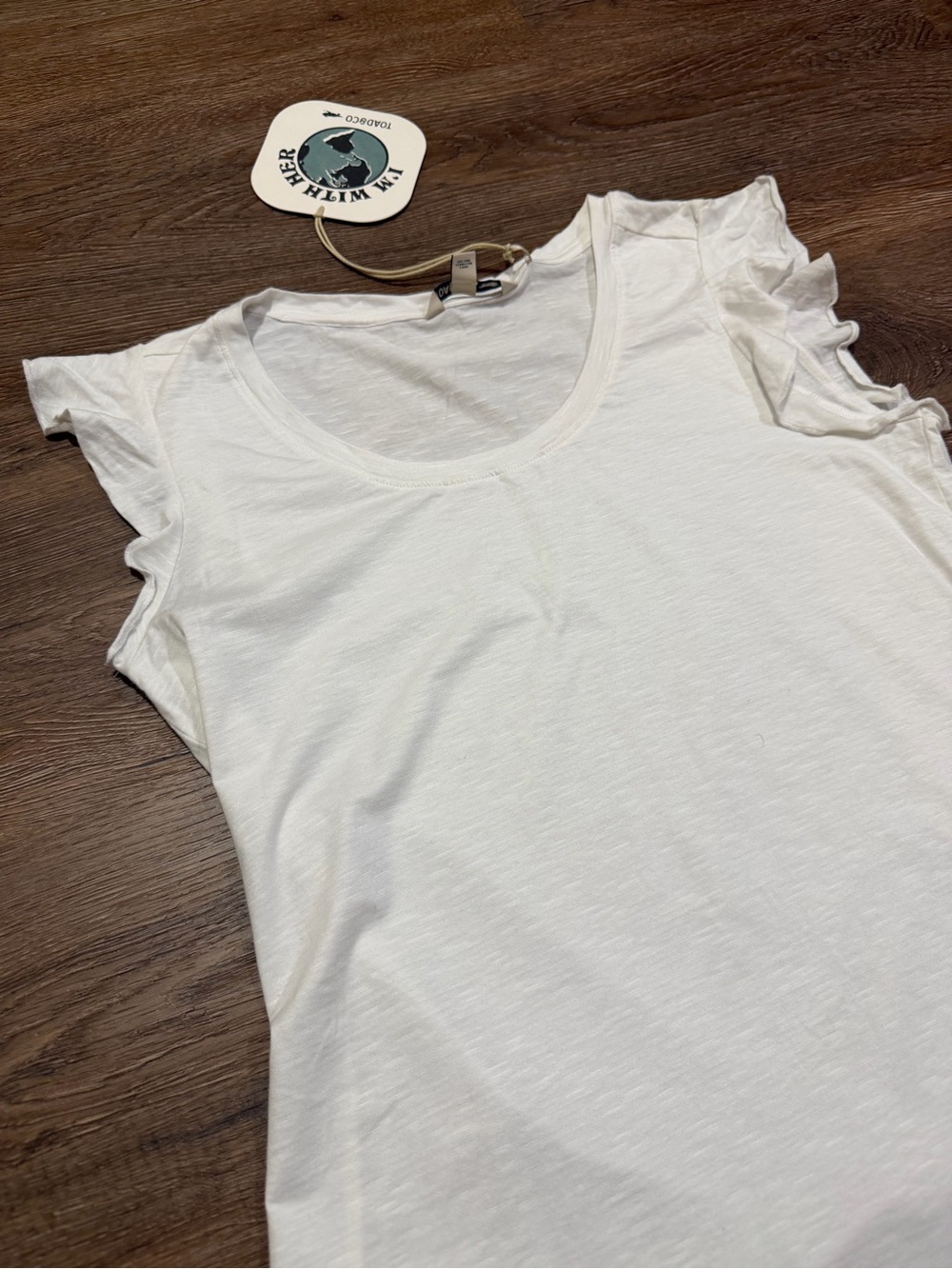Toad & Co Women's Rufflita II Tee Ruffle Cap Sleeves White Size Medium NWT - Picture 4 of 11